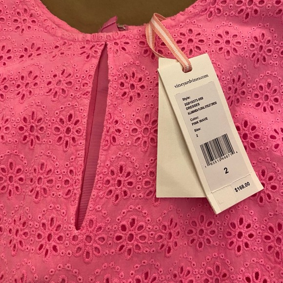 Vineyard Vines Allamanda Floral Eyelet Dress Pink Wave Size 2 Flutter Sleeve New - Picture 4 of 10